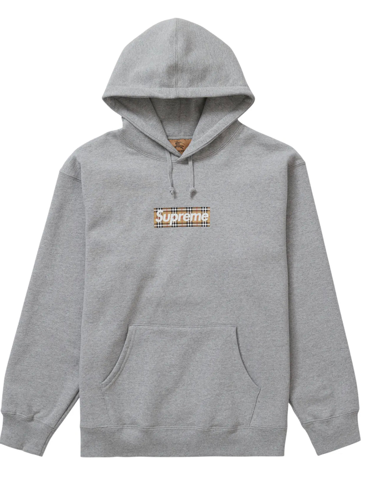 Supreme Burberry Box Logo Hooded Sweatshirt Heather Grey