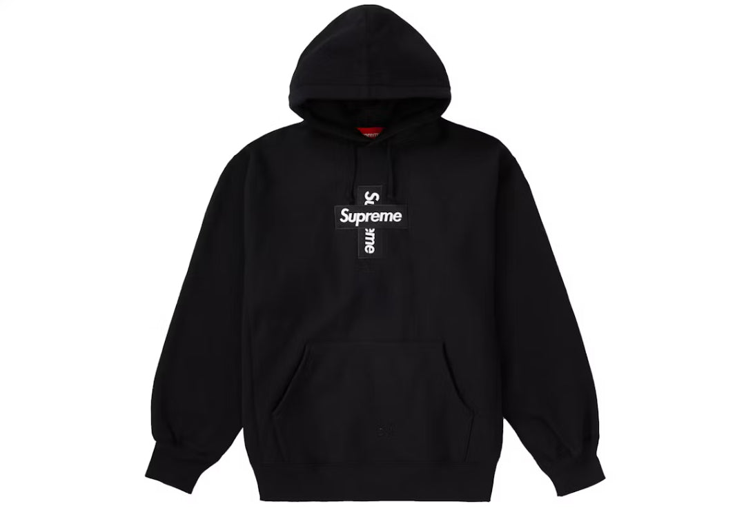 Supreme Cross Box Logo Hooded Sweatshirt Black