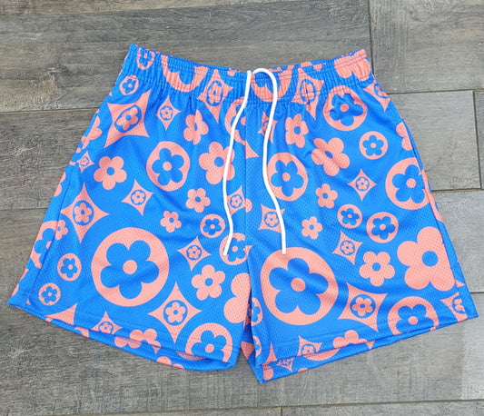 Bravest Studios Blue/Orange Flower Shorts