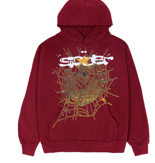 Sp5der Logo Hoodie Maroon