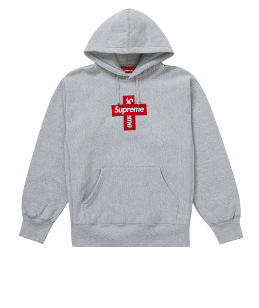 Supreme Cross Box Logo Hooded Sweatshirt Heather Grey