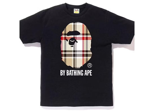 BAPE A Bathing Ape Check by Bathing Tee Black/Beige
