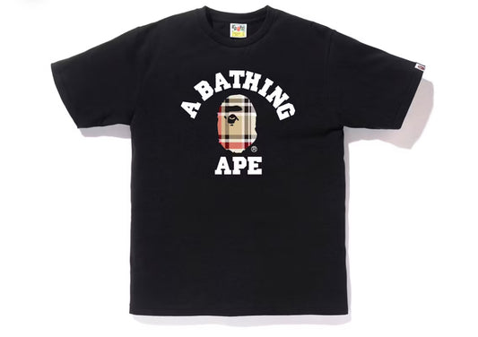 BAPE Check College Tee Black/Beige