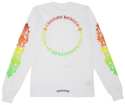 Chrome Hearts Floral Sleeve Gradient L/S T-shirt White