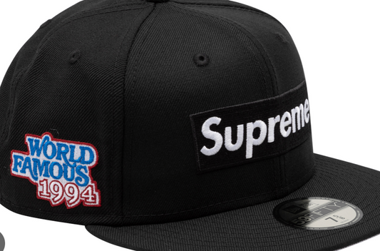 Supreme World Famous 1994 Box Logo New Era Black Hat