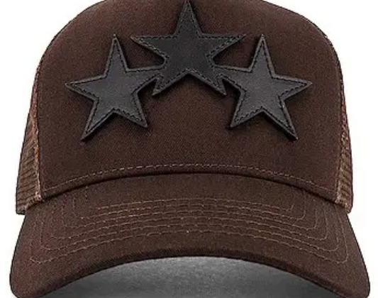 Amiri 3 Star Leather HatBrown/Black