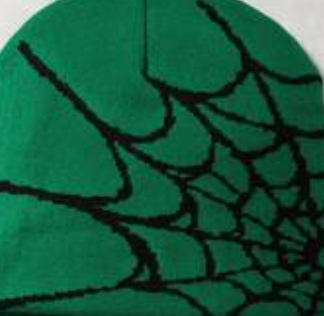 Green Black Web Beanie