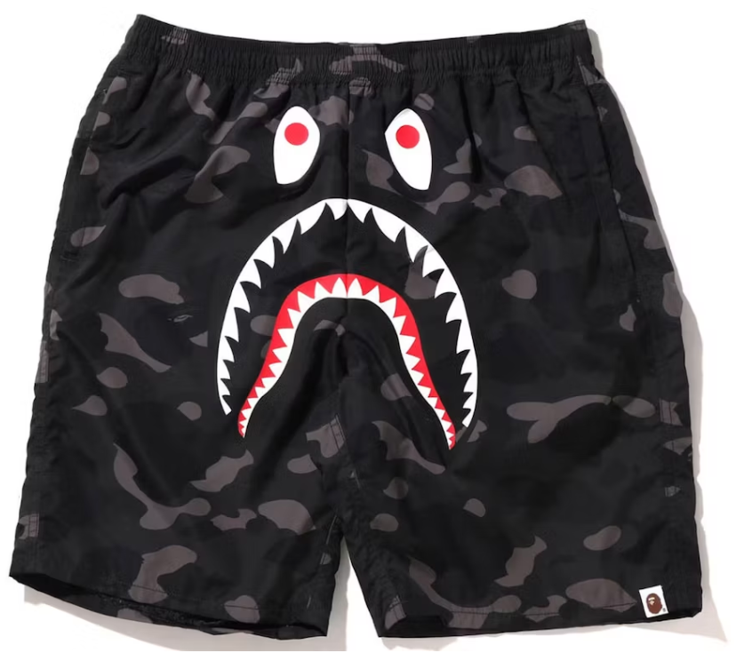 BAPE Color Camo Shark Beach Shorts (SS22) Black