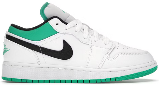 Jordan 1 Low White Lucky Green Tumbled Leather (GS)