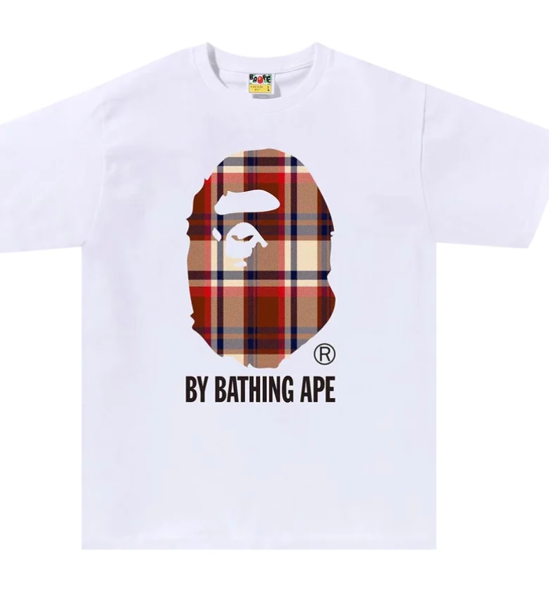 Bape Big Head Burberry White Tee