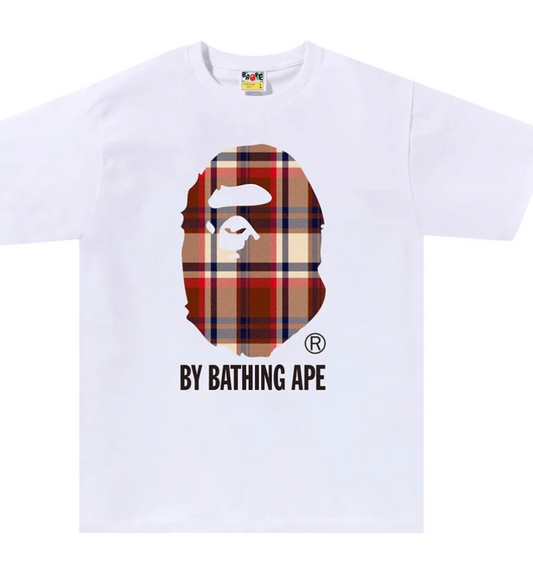 Bape Big Head Burberry White Tee