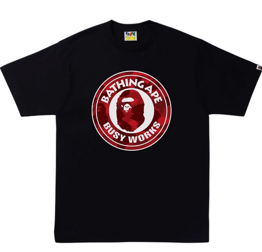 Bape Big Head Red Circle Black Tee Busy Works