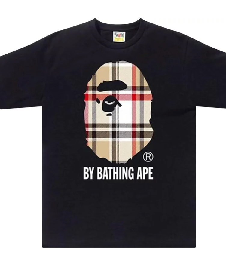 Bape Big Head Burberry Black Tee