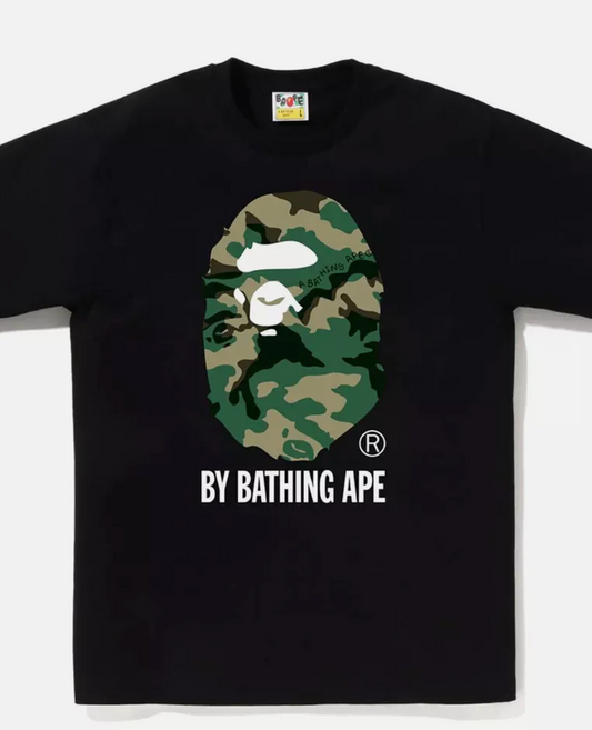 Bape Big Head Military Camo Black Tee