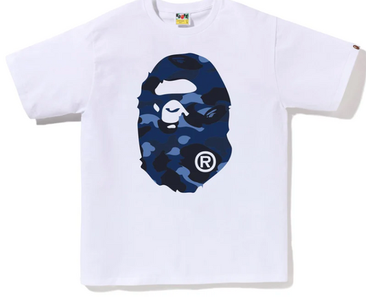 Bape Color Camo Big Ape Head Tee White Blue