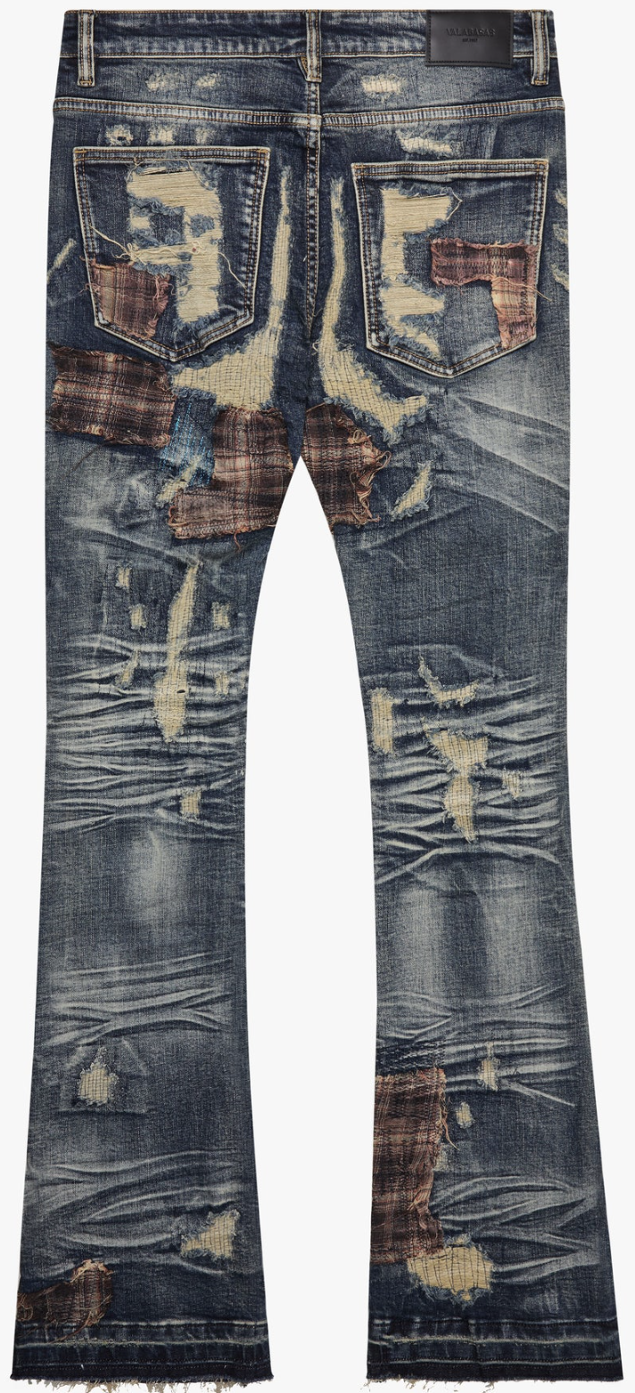 VALABASAS "Sigma" Medium Blue Stacked Flare Jean