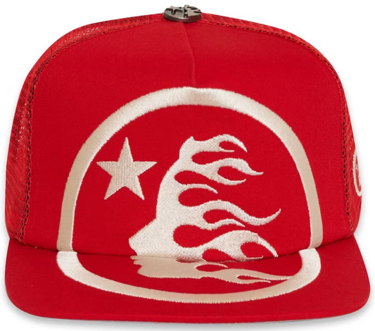 Hellstar Big Logo Trucker Snapback Hat Red