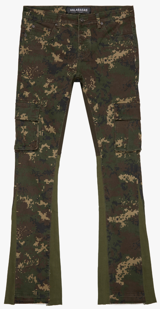 VALABASAS "Commander" Kabul Camo Stacked Flare Jean